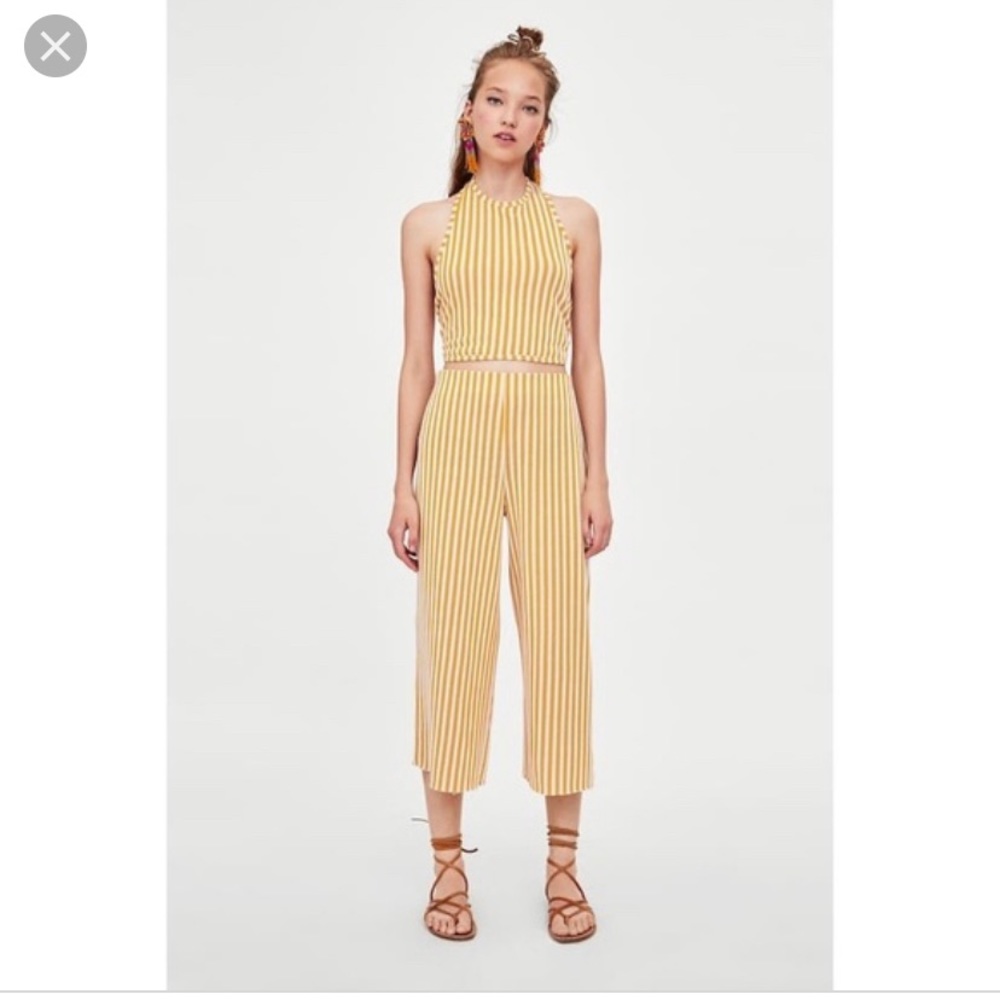 Zara Trafluc Two Piece Halter & cropped pants Set